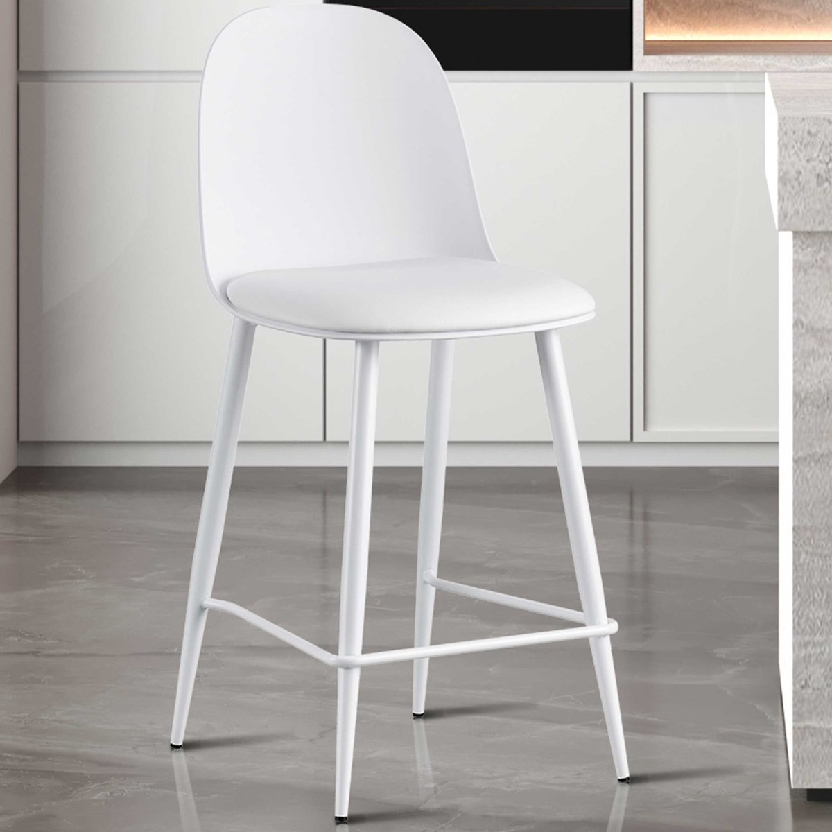Rousseau Barstoel Jasmin Wit – Voor Keukeneiland – Zithoogte 66 cm – PP/PU – Rousseau