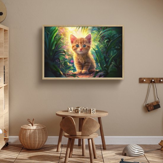 Nachtlampje 90x60 cm - Kinder lamp - Kat - Huisdier - Natuur - Tafellamp kinderkamer draadloos - Slaapkamer lampje - Bedlamp kinderen - Kinderlampje - Wandlamp babykamer - Nachtlampjes van Merkloos — afbeelding 3