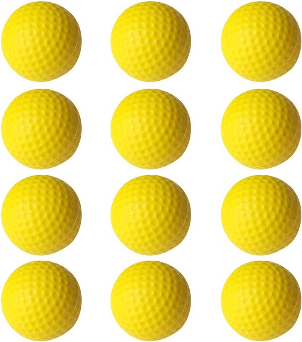 Set van 12 schuimrubberen golf oefenballen - Lichtgewicht, zachte, elastische, multifunctionele trainingsballen - Stevige sponsballen - PU-schuimballen
