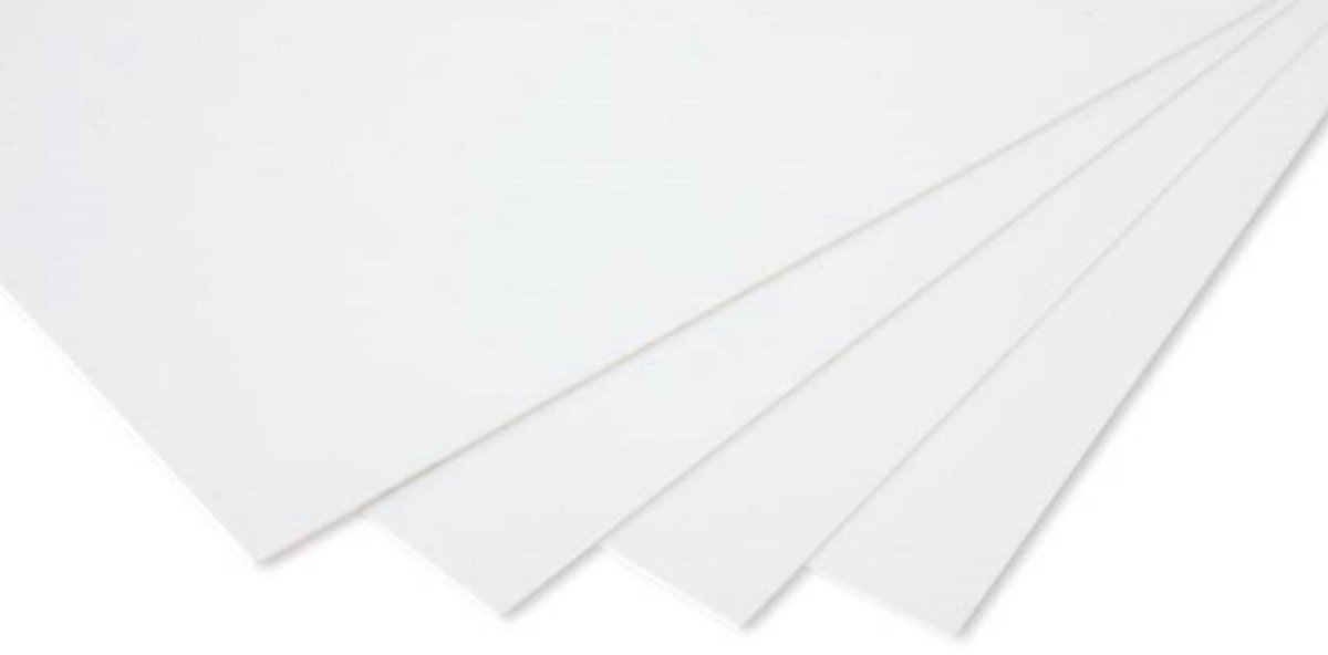 Polystyrol Plaat Wit 25x50 cm - 4.00 mm dik - Licht en Veelzijdig Materiaal voor Modelbouw en Hobby