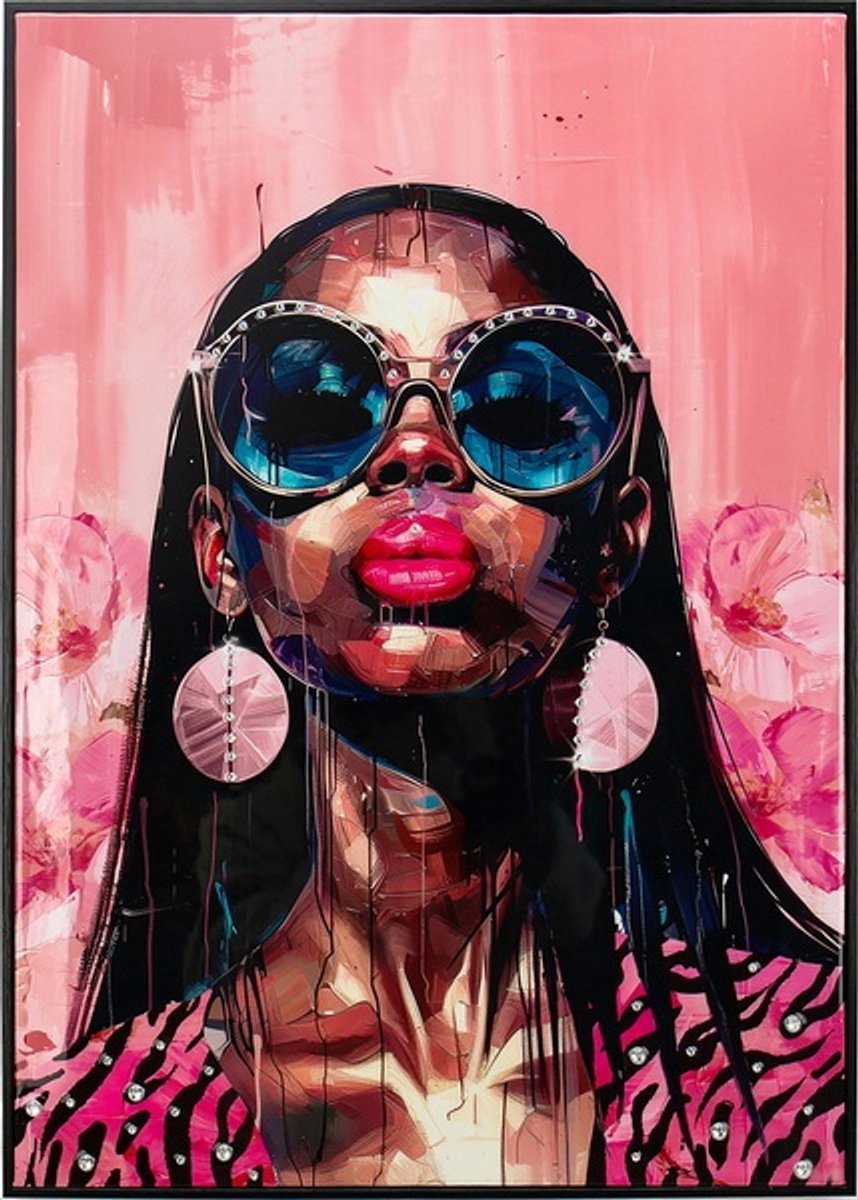 Schilderij bold lady pink