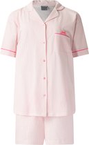 Lunatex - dames shortama 124268 doorknoop - korte pyjamaset - roze - maat XXL