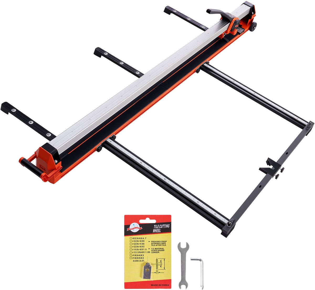 VEVOR Tegelsnijder 1600 mm, Tegelsnijmachine met Rail en Schuifkop, Precisie-Uitlijnhulp, Wolfraamcarbide Snijschijf, Steunpoten met Wielen, Keramische, Vloer- en Wandtegels
