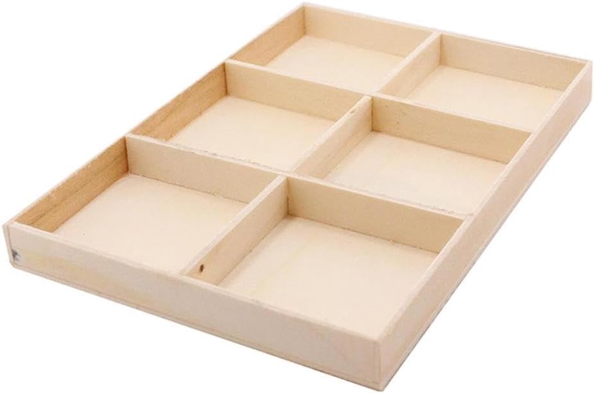 Houtenlade Organizer - Opbergbak Display - Keuken Bureau - Massief Glad Hout - 26 x 18 x 4 cm