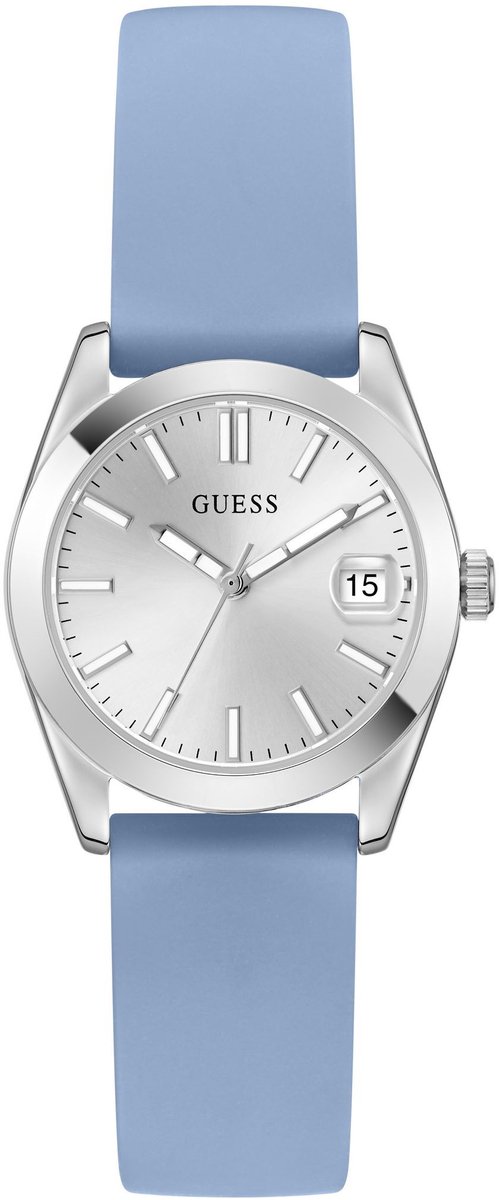 Guess Alice Quartz Analoog Horloge Zilvertint En Blauw Kast: 100% Roestvrij Staal | Armband: 100% Siliconen 32 mm GW1033L1, GW1033L2, GW1033L4