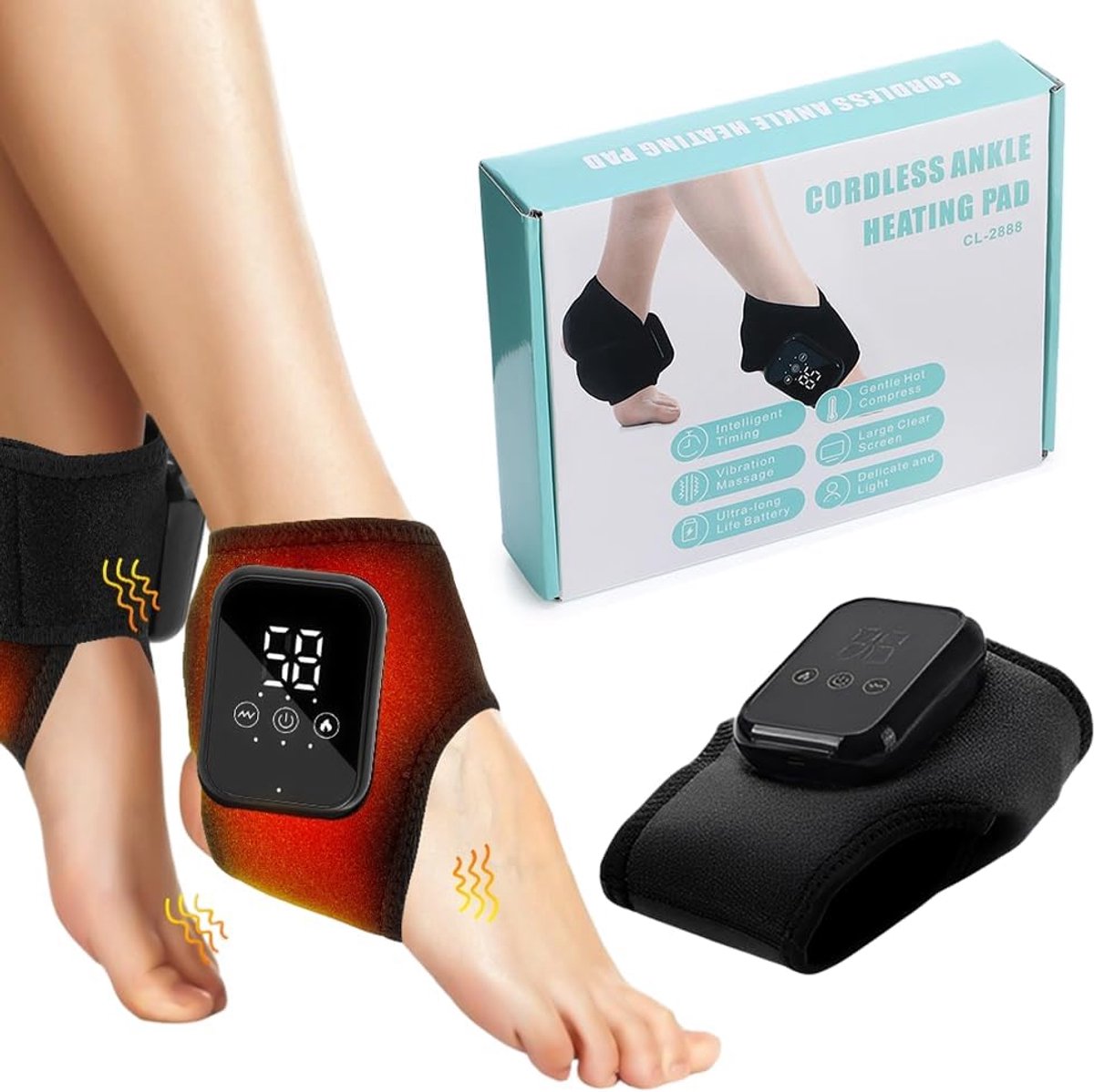 Voetmassageapparaat - Elektrisch massageapparaat - Ontspanning na inspanning - Drie modi warmtestanden - 18 x 11 x 5 cm - Zwart