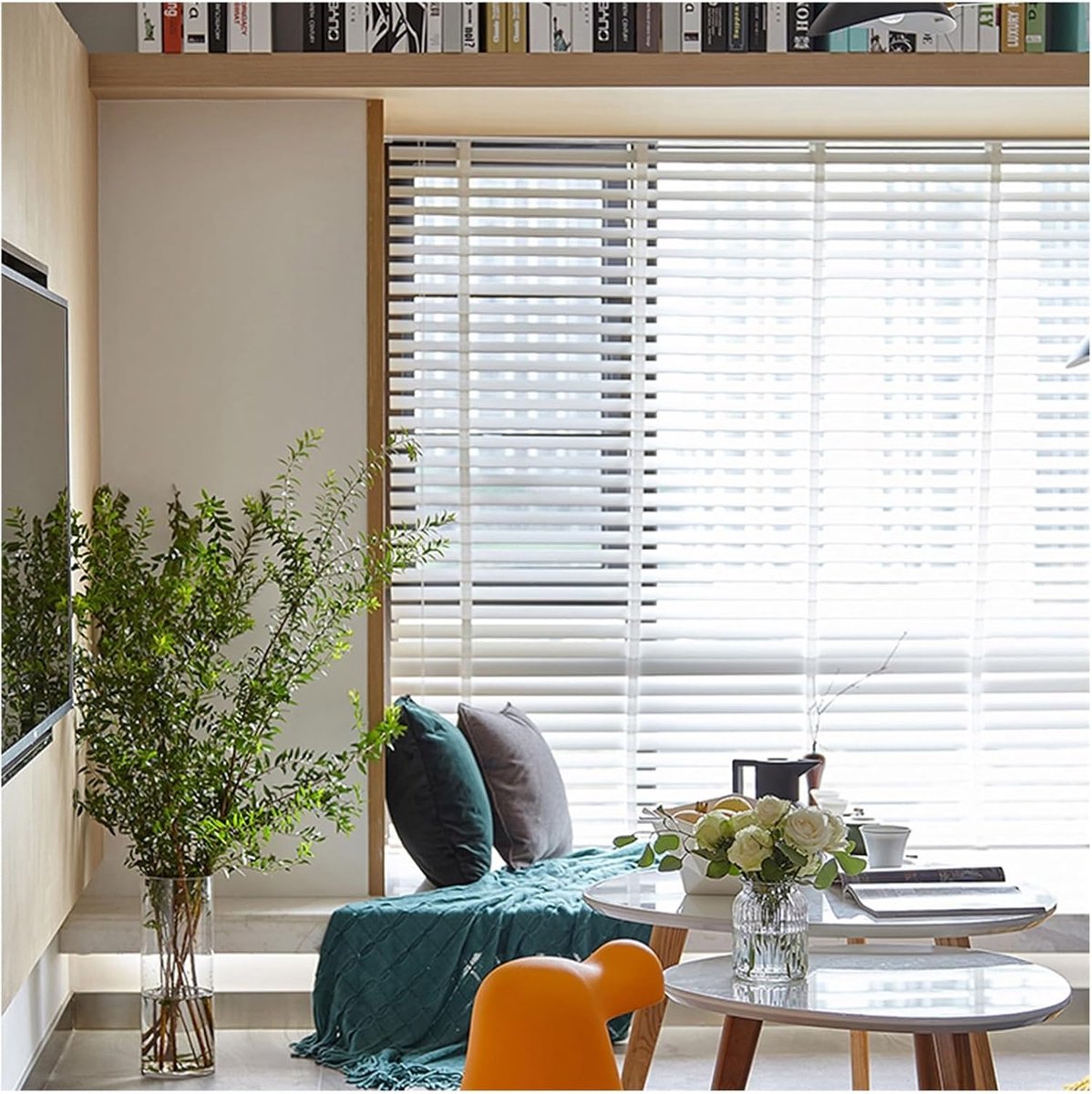 Houten Jaloezieën - Horizontale Blinds - Privacy Thuis - 50mm Lamellen - 140cm Breed - Wit