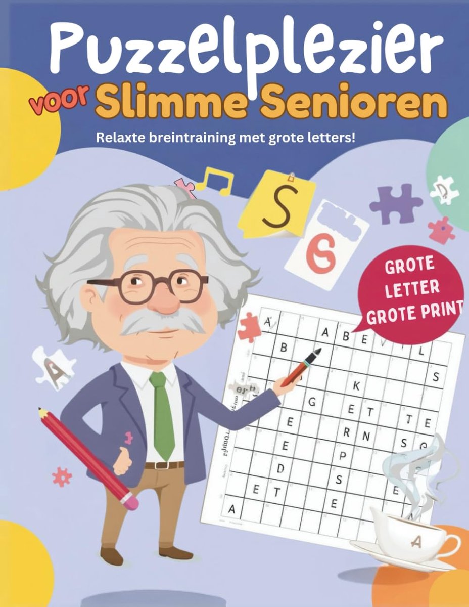 Puzzelboek Senioren - Hersentraining Spelletjes - Mentale Stimulatie - Groot Letterformaat - 135 Pagina's