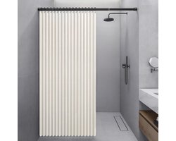 Opvouwbaar Linnen Look Douchegordijn Beige 180x200cm - Magnetisch & Waterdicht-Belle's product