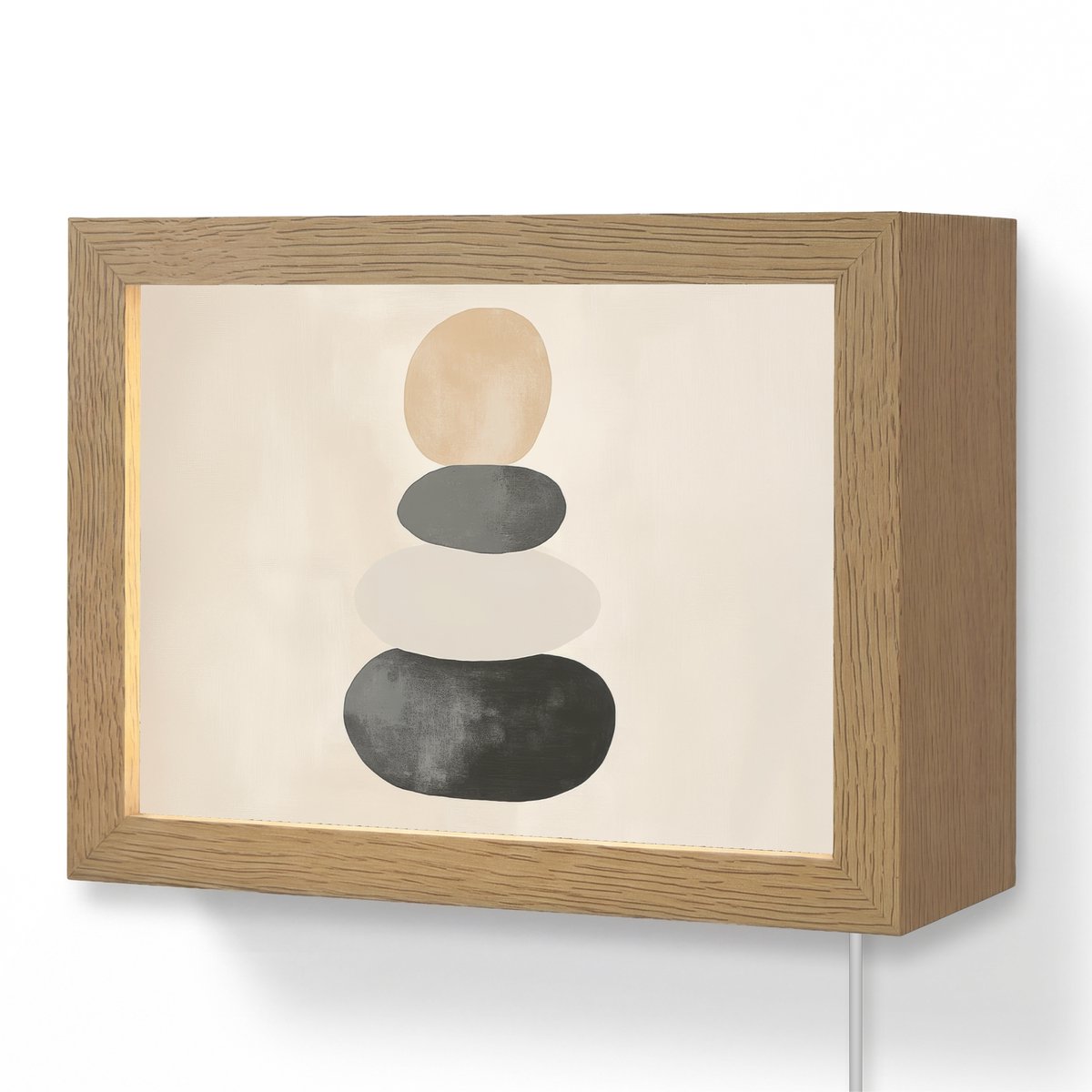 Wandlamp 20x15 cm - Oplaadbaar - Japandi - Wabi sabi - Beige - Wandlampen binnen woonkamer