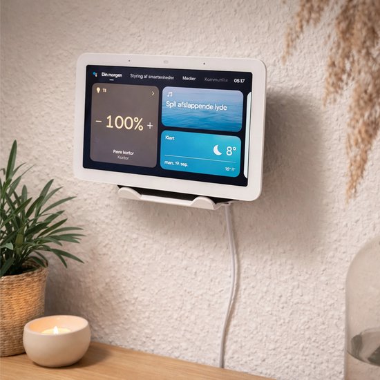Wandhouder Geschikt voor Google Nest Hub 2e Generatie – Muurbeugel voor Smart Display – Ruimtebesparende Houder – Strak Design voor Keuken, Slaapkamer & Woonkamer – Wit – muurhouder — afbeelding 3