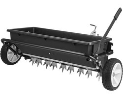VEVOR Gazonbeluchter op Aanhanger, 81cm Strooibreedte, Strooier met Universele Koppeling, Tuinzaaimachine en Grondbeluchter met Een Capaciteit van 45kg en 10 Inch Wielen