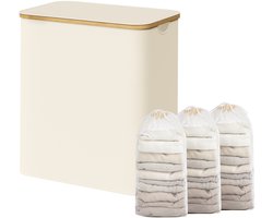 SONGMICS - Wasmand - Wasmand met Deksel - 3 Vakken - Uitneembare Waszak - Opvouwbaar