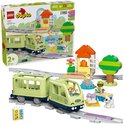 Set LEGO Duplo Train d'Aventure Interactif avec train, rails, maisonnette, arbre, figurines et chien.