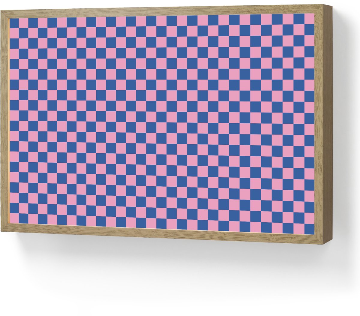 Nachtlampje 60x40 cm - Kinder lamp - Dambord - Blauw - Patroon - Roze - Tafellamp kinderkamer draadloos - Slaapkamer lampje - Bedlamp kinderen - Kinderlampje - Wandlamp babykamer - Nachtlampjes