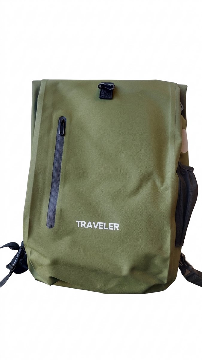 Traveler waterafstotend tarpaulin enkele fietstas rugzak - olijf - 21 liter