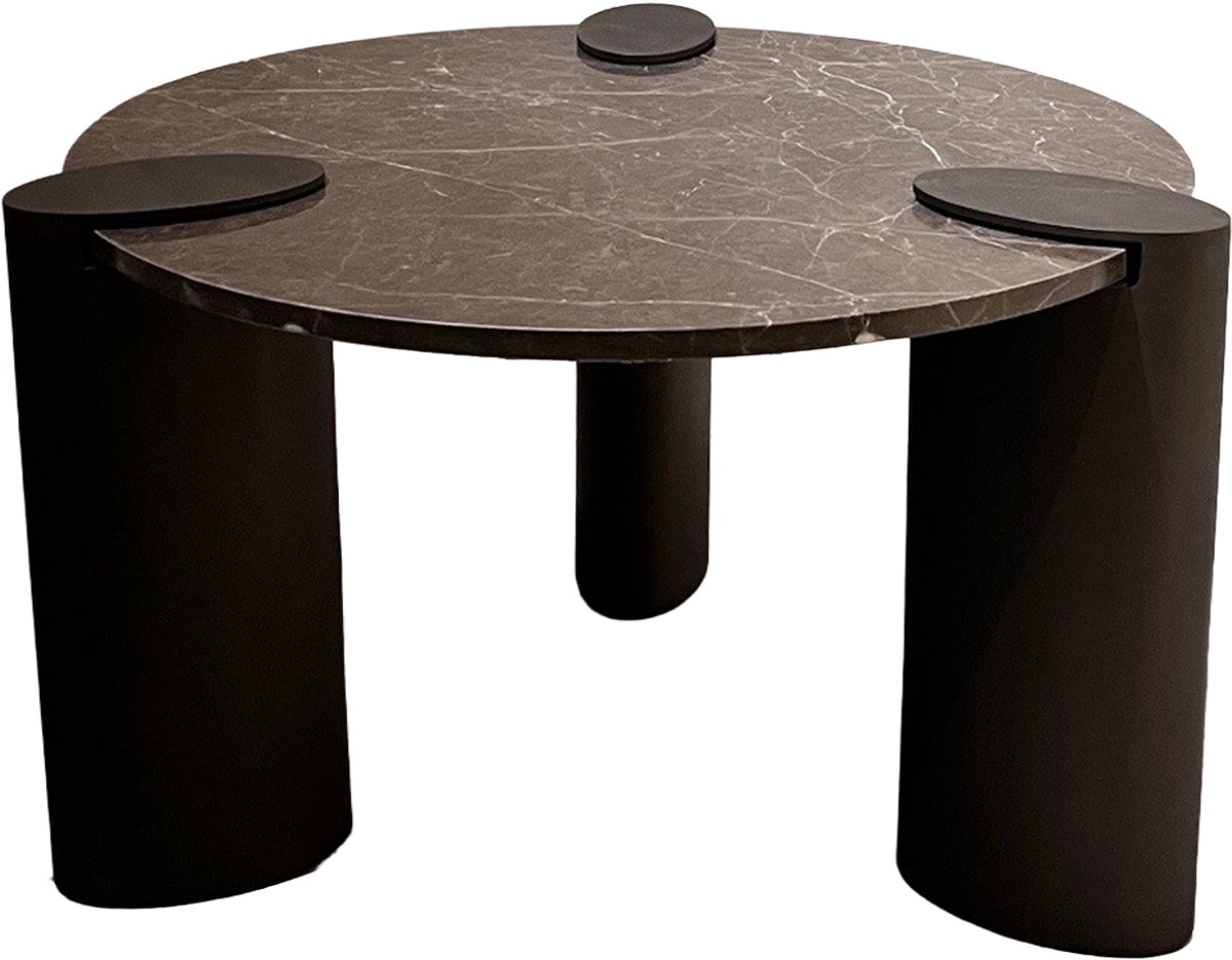 PTMD Ora Brown Coffeetable High Marble Metal