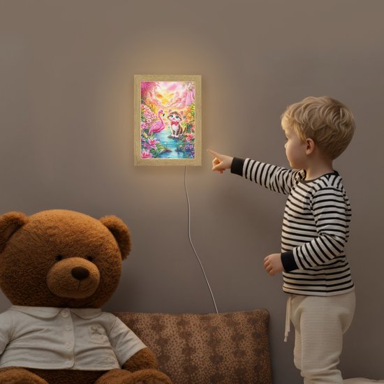 Nachtlampje 15x20 cm - Kinder lamp - Kitten - Flamingo - Bloemen - Tafellamp kinderkamer - Slaapkamer lamp - Bedlamp kinderen - Kinderlampje stopcontact - Wandlamp babykamer - Nachtlampjes van Merkloos — afbeelding 5