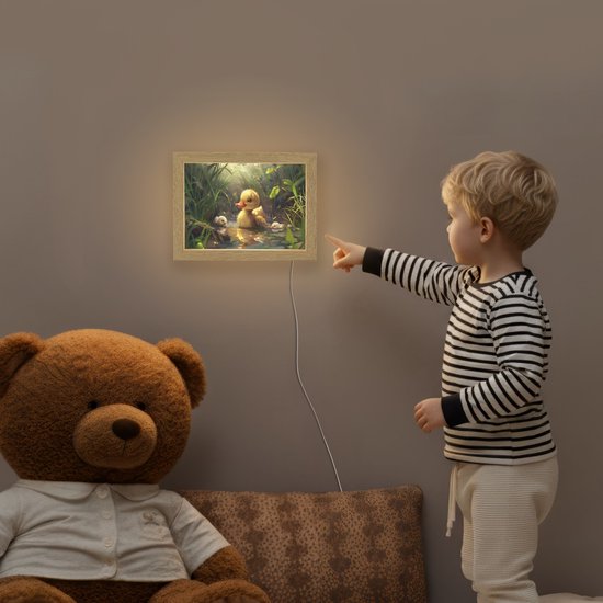 Nachtlampje 20x15 cm - Kinder lampje - Eendjes - Dieren - Natuur - Tafellamp kinderkamer - Slaapkamer lamp - Bedlamp kinderen - Kinderlampje stopcontact - Wandlamp babykamer - Nachtlampjes van Merkloos — afbeelding 5