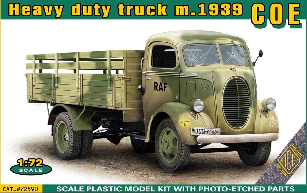 ACE Modelbouwpakket Auto - 72590 Ford COE Heavy Duty Truck m.1939 - Amerikaanse Vrachtwagen Plastic - 1:72 - Modelbouw
