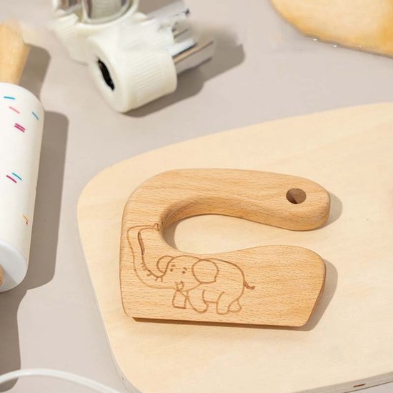 10 stuks houten kinderkookmessenset - Kinderkookspeelgoedset - Snijplank en messenset voor kinderen - Praktische keukengereedschappen voor peuters - Geschikt voor het snijden van groenten, fruit, salades en cake - Geschikt voor kleine chefs (2-6 jaar — afbeelding 5
