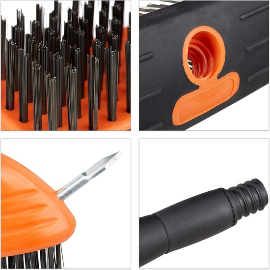 Terrasborstel - Tuinborstel - 3-in-1 Onkruidborstel - Voegenborstel Set - Carbon Stalen Haren - Voegenkrabber - Schrobber -Voor bestrating - daken, mos - terrassen - gazons en tuinen - 133 cm - Zwart van Merkloos	 — afbeelding 2