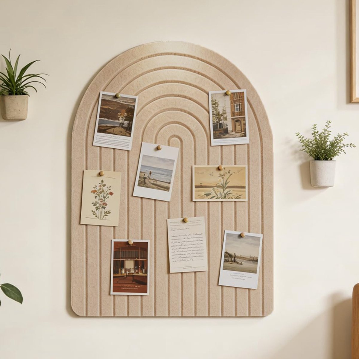 Zelfklevend viltbord - 60 x 40 cm - Decoratief prikbord - Memoborden voor thuis, op kantoor - Donker camel
