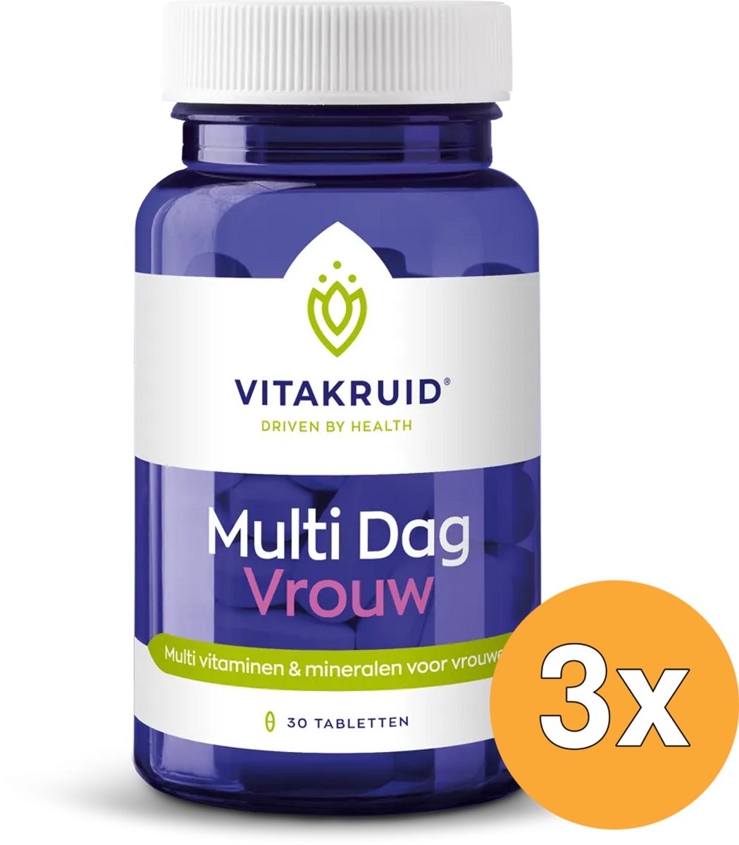 3x Vitakruid Multi Dag Vrouw 100% Vegan (30 tabletten)