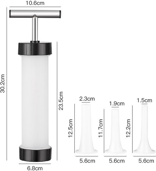 1 stuk - Worstvullers - plastic vleesvultrechter - hotdogvuller - met 3 vulbuizen in verschillende maten - geschikt voor zelfgemaakte worsten - voor familiebijeenkomsten en barbecues - 30.2×10.6cm — afbeelding 2