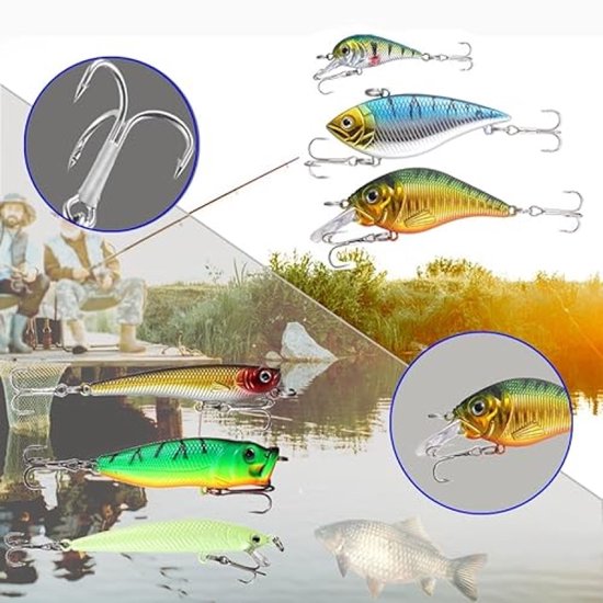 SnelShoppen - 101-delige Visserslokset - Mix van Spinners, Wormen, Lepels & Hard Bait - Universeel en Multi-Functioneel - Geschikt voor Zee- en Rivier van Snelshoppen — afbeelding 5