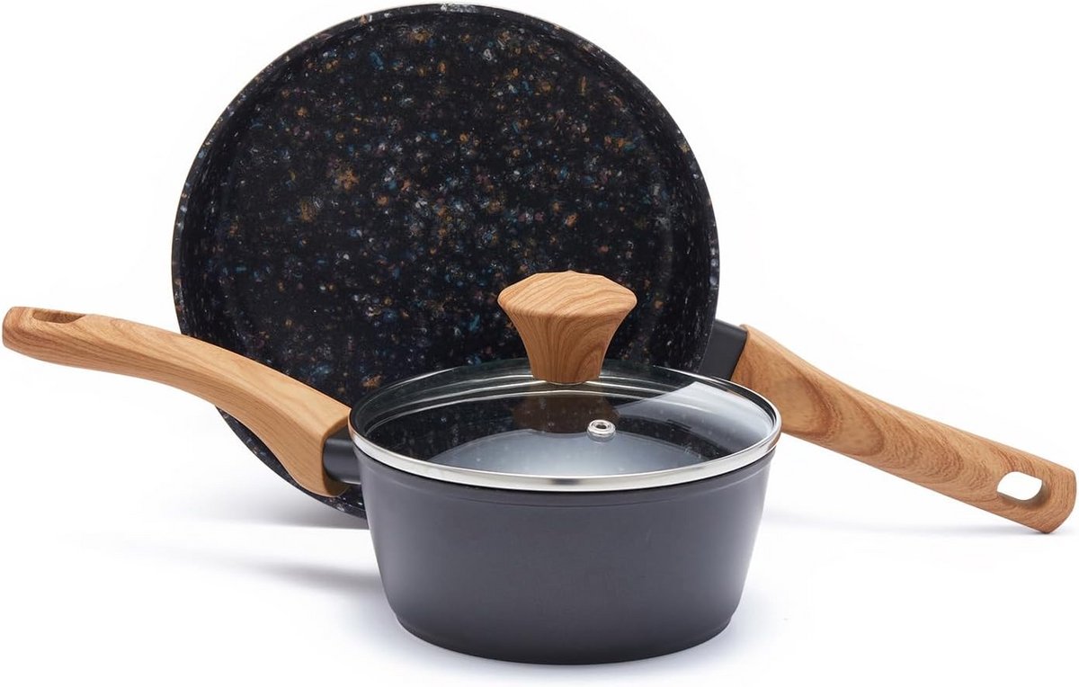 Koekenpan Set - Keuken Benodigdheden - Dagelijks Koken - Extra Dikke Coating - 16.5 cm - Zwart