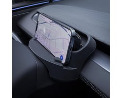 Namajunas - Opbergdoos voor Stuurwiel voor Tesla Model Y 2025 & Model 3 （2024-2025） – Mobiele Telefoonhouder & Organizer – Zonnebrilhouder & Brillenetui – Accessoires voor Model 3/Y – 4 in 1 Opbergoplossing - Auto Accessoires -voor Tesla Accessoires