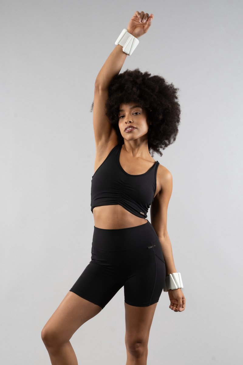 Unveil Active -Scrunched Top - Midnight Black XS