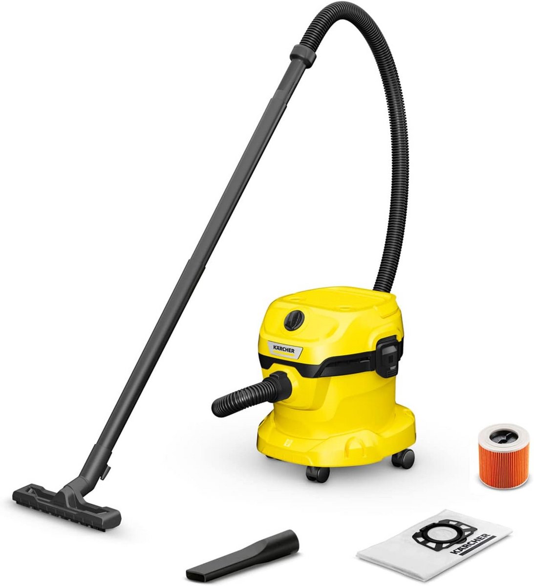 Nat- en droogzuiger - Allesreiniger stofzuiger - Veelzijdig schoonmaken - 1000 Watt vermogen - 18m slang - Geel