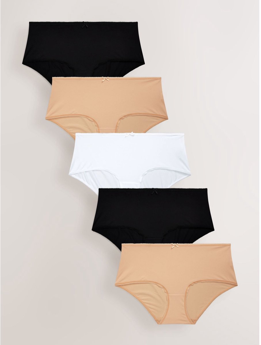 Next - Dames - Set van 5 microvezel midi-slipjes - Zwart