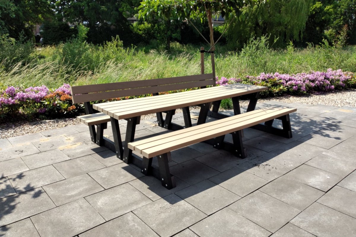 Rockwood® Picknicktafel Eik - Zwaar Kunststof - Quartz Brown (214kg) 3.00m Naturel