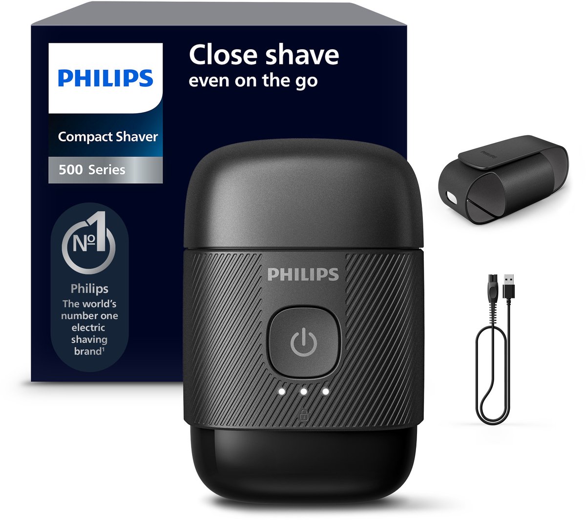 Philips Shaver Series 500 – Compact Elektrisch Scheerapparaat – Reisformaat – Nat & Droog Scheren – Reisetui – Reisvergrendeling – S591/05
