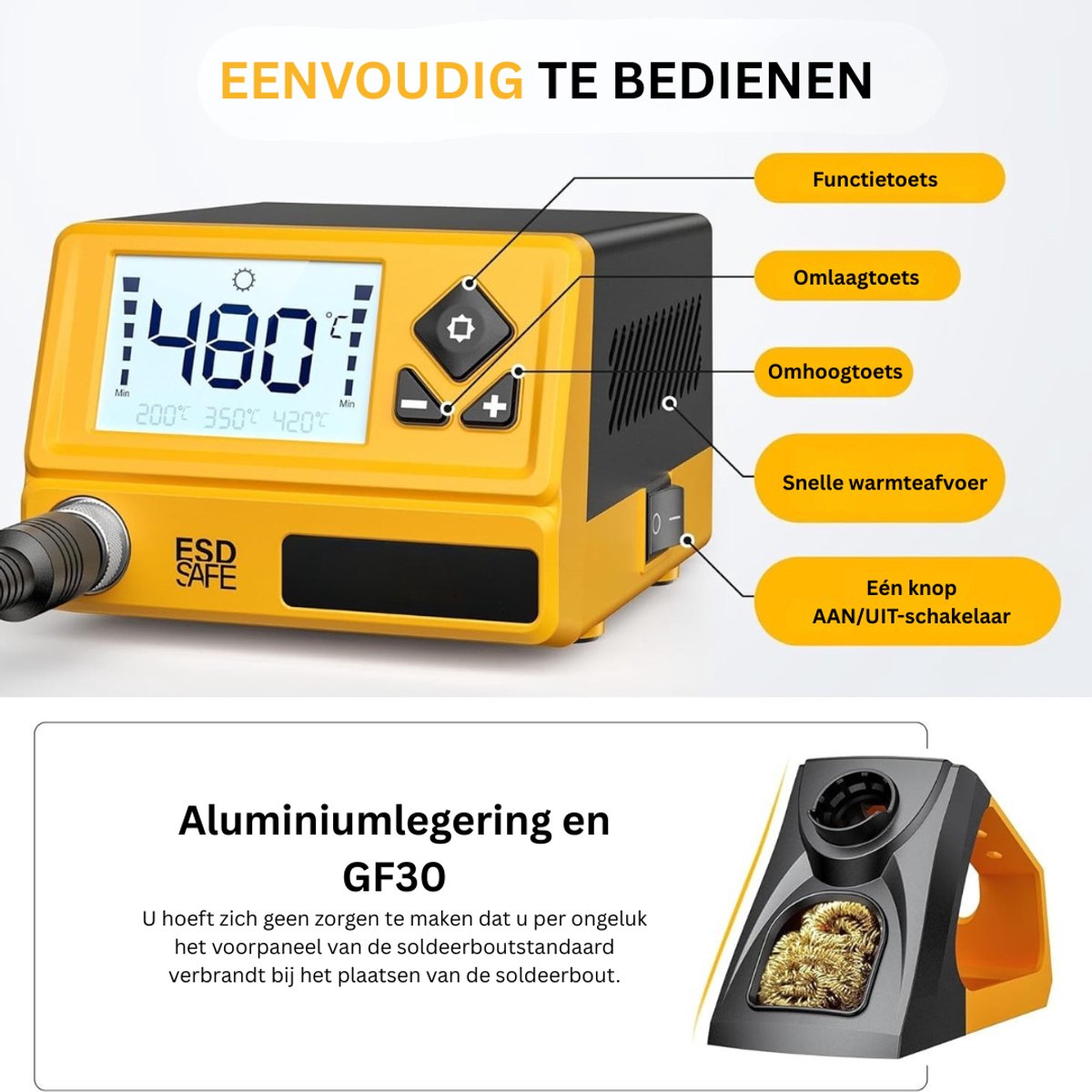 CLVP® Soldeerbout - Soldeerstation - Soldeerset Soldeertin -Geel en zwart – foto 6
