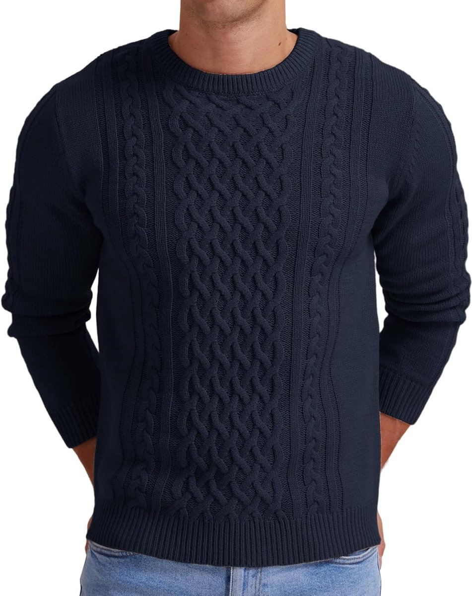 Heren Trui - Gebreide Pullover - Casual Draagcomfort - Klassieke Kabelstructuur - Ribbing Randen
