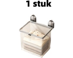 1 artikel - Opbergmand - Wasmand - Zuignap - Opvouwbaar - Wandrek voor de badkamer - Wasmand - 27,8 cm * 20,8 cm - Grijs