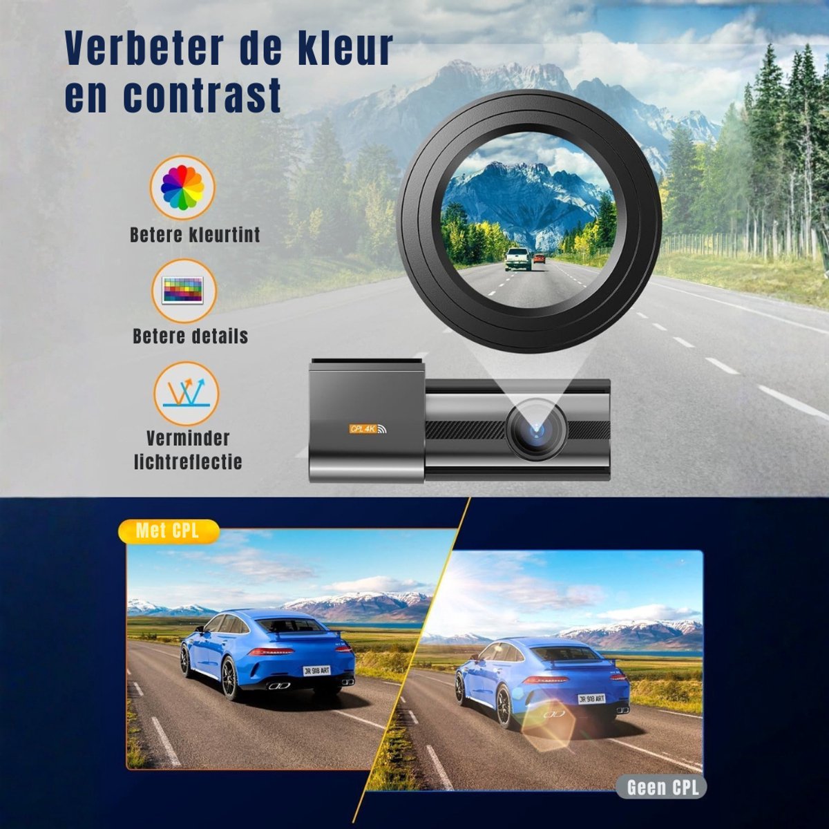 DnA® Dashcam - Dashcam Voor Auto - Dashcams - Dashcam Voor Auto Voor en Achter - Dashcam Draadloos - Zwart - 22cm x 14cm x 6cm – foto 8