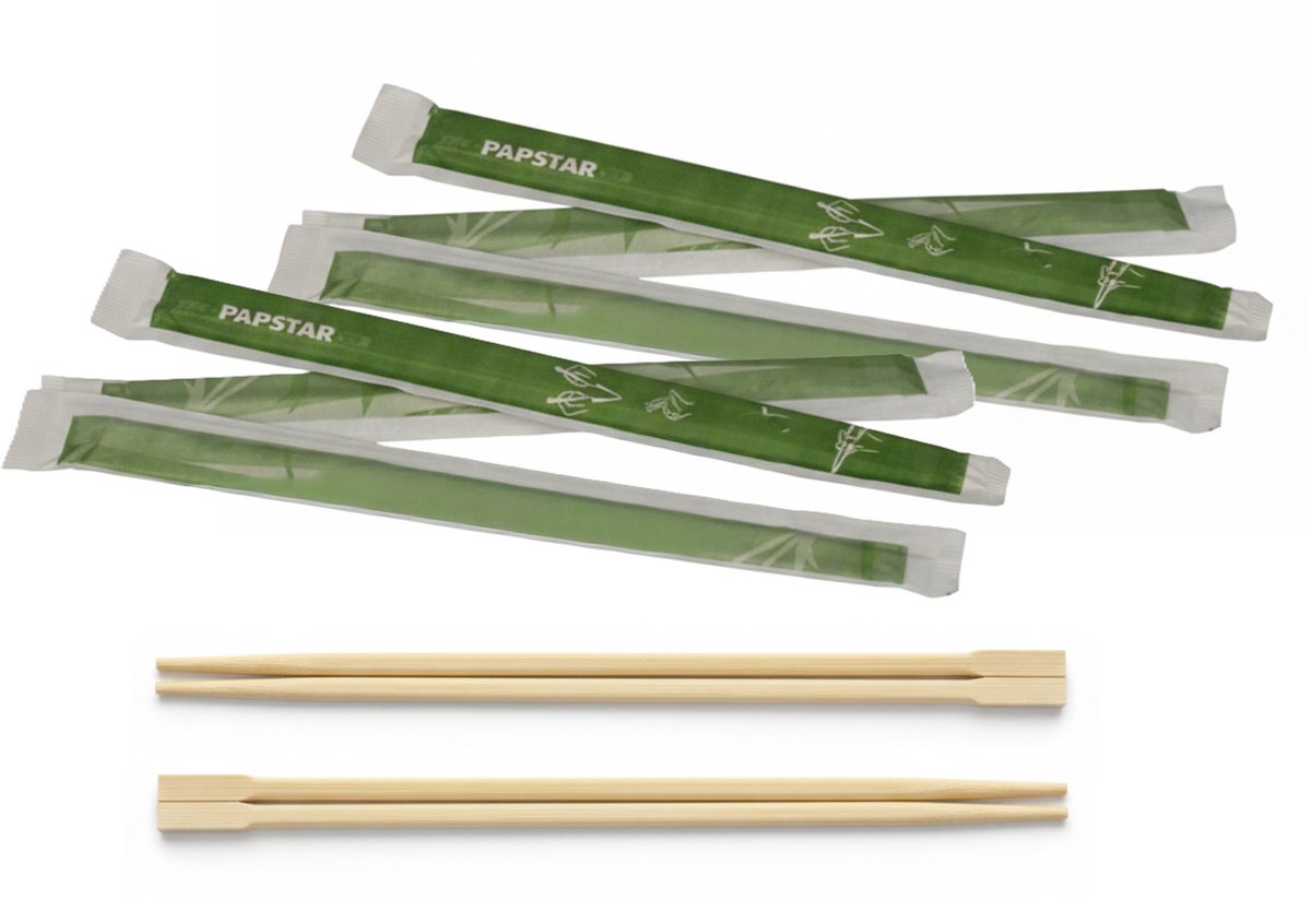 Papstar Eetstokjes - van bamboe hout - 15x paar - Sushi - Japans - Chinees - Aziatisch eten