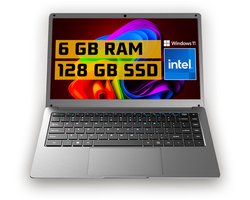 GMR - 14 Inch Ultra Slim Laptop - Intel Celeron - 6GB DDR4 RAM - 128GB SSD - Windows 11 voor Thuis, Office en Studie Notebook