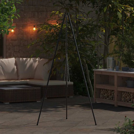 vidaXL - Kampvuur - tripod - Zwart - 92 - x - 92 - x - 191,5 - cm - Staal van VidaXL — afbeelding 3