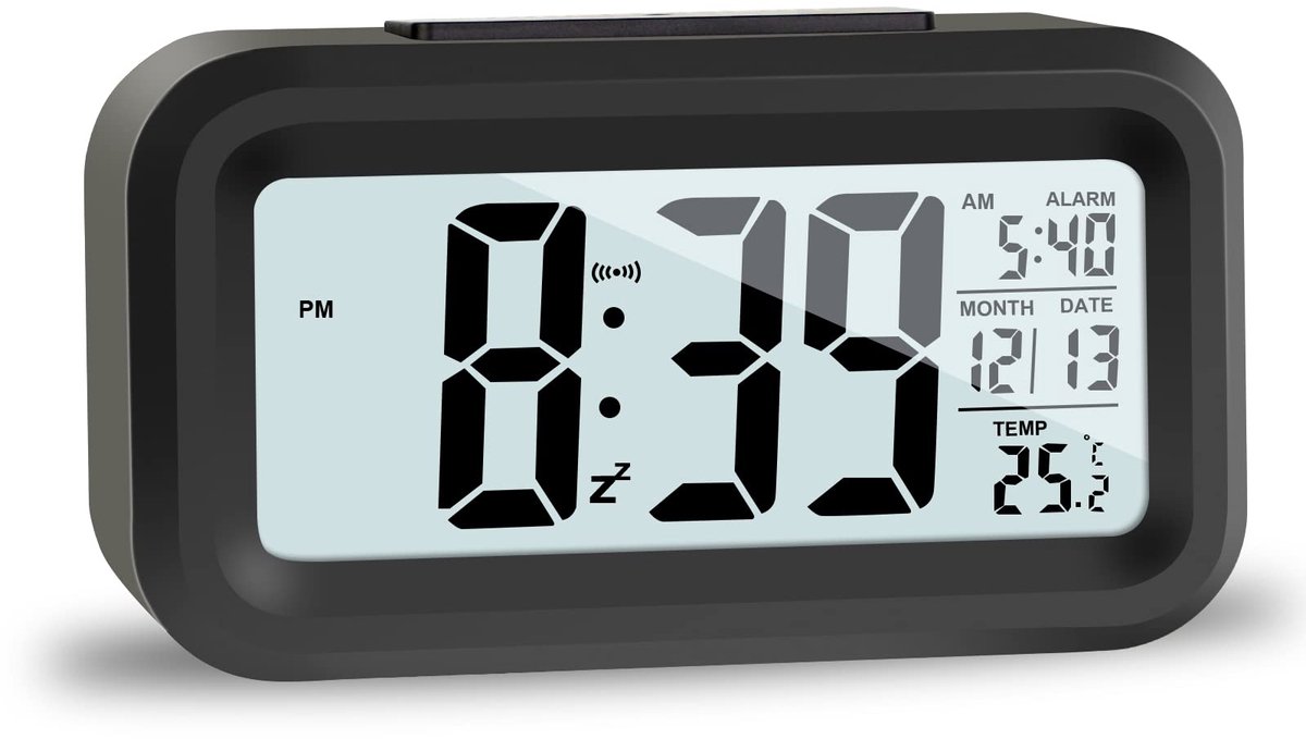 carmdering - LCD Digitaler Wecker - Reisewecker - Groot Scherm En Stil Loopwerk - 1 - Voor Slaapkamer Home Office Zwart