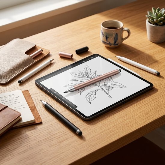 Wit zwart roségoud touchscreen pen stylus pen set 3 stuks dames heren met dubbele punt en rubber tip voor smartphone en tablet — afbeelding 3