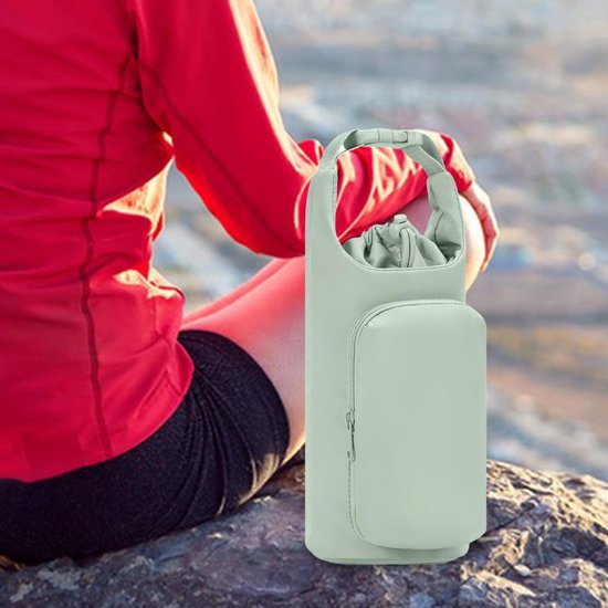 Draagtas voor waterfles - Waterfles Draagtas - Drinkfles Houder - Waterfles Mouw met Verstelbare Schouderriem - Draagtas met telefoonvak - Draagbare Waterfles Houder Tas - Bottle Bag - Waterfles Draagtas voor Wandelen Camping - 30*12*10cm - Groen — afbeelding 5