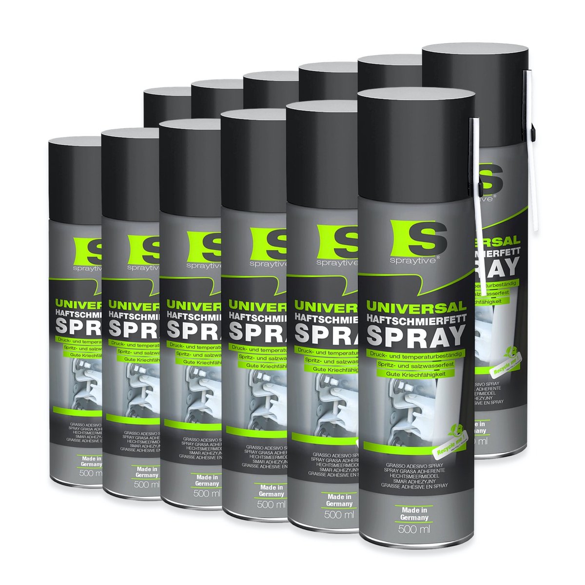 Spraytive 12x 500ml hechtsmeervet spray smeermiddel en kruipolie voor lagers scharnieren beschermt tegen slijtage en roest