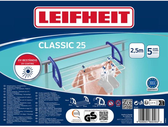 Leifheit 83046 Classic 25 Séchoir Suspendu Bleu / Blanc