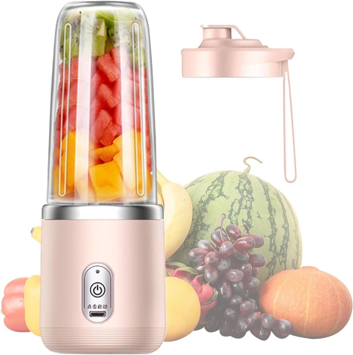 Draagbare Blender - Persoonlijke Juicer - Smoothie Sap Maken - 6 Roestvrij Staal Bladen - 14 Ounces Capaciteit - Roze